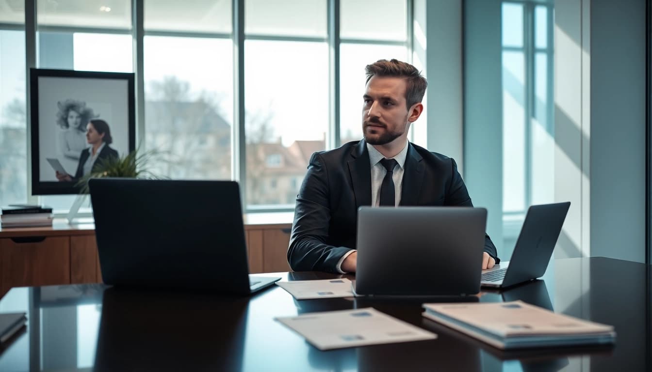 Headhunter Saarbrücken führt ein Bewerbungsgespräch in modernem Büro.