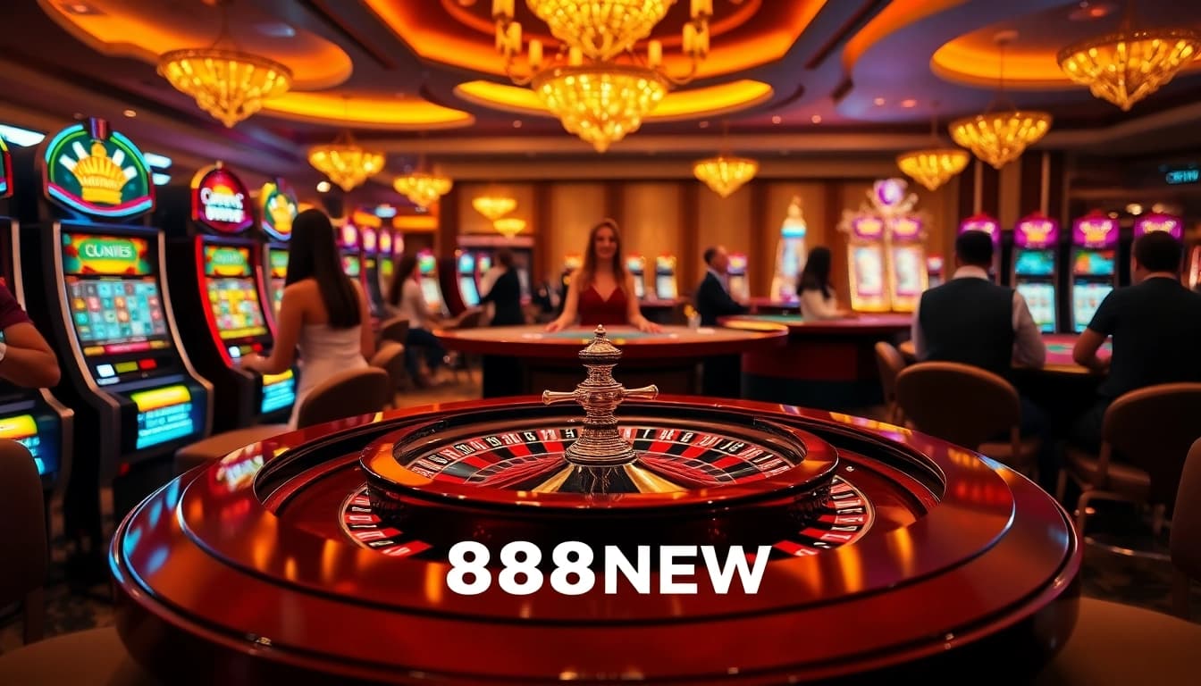 Players experiencing the excitement of casino games at 888NEW's luxurious gaming environment.