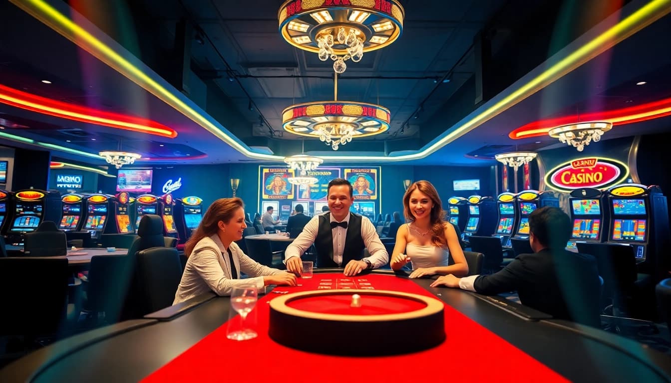 Erlebe spannende Spiele im online casino Österreich mit lebhaften Spielern und schillernden Automaten.