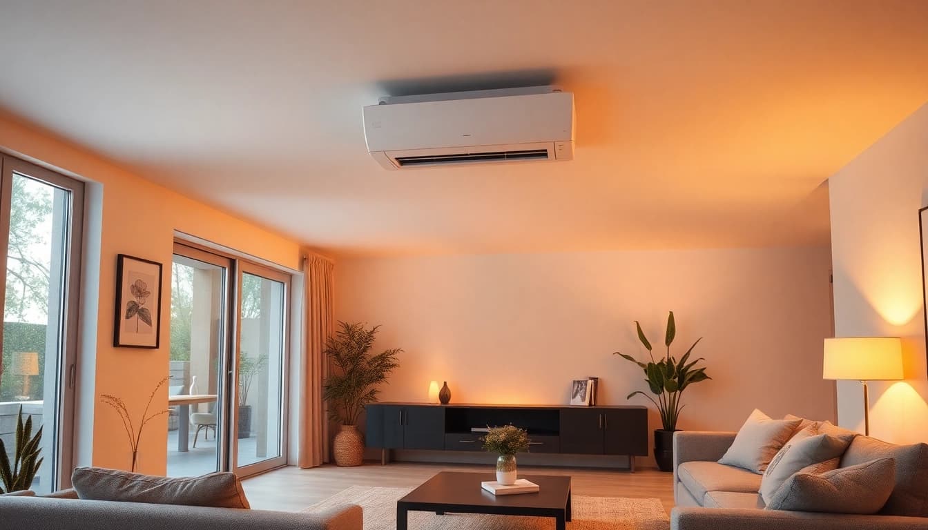 Klimaanlagen im eleganten Wohnraum installieren für komfortable Raumtemperatur und modernes Design.