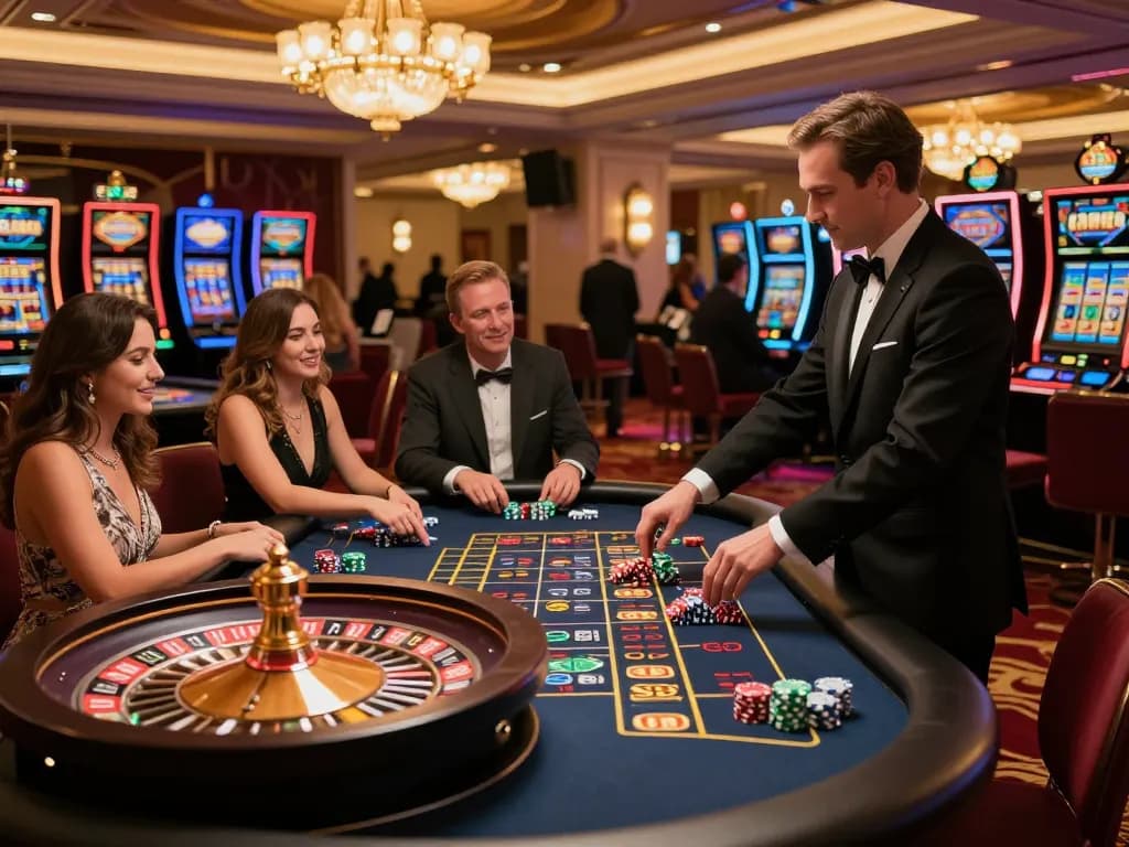 Engaging roulette gameplay at SC88 Market's upscale casino, vibrant chips and excited players.