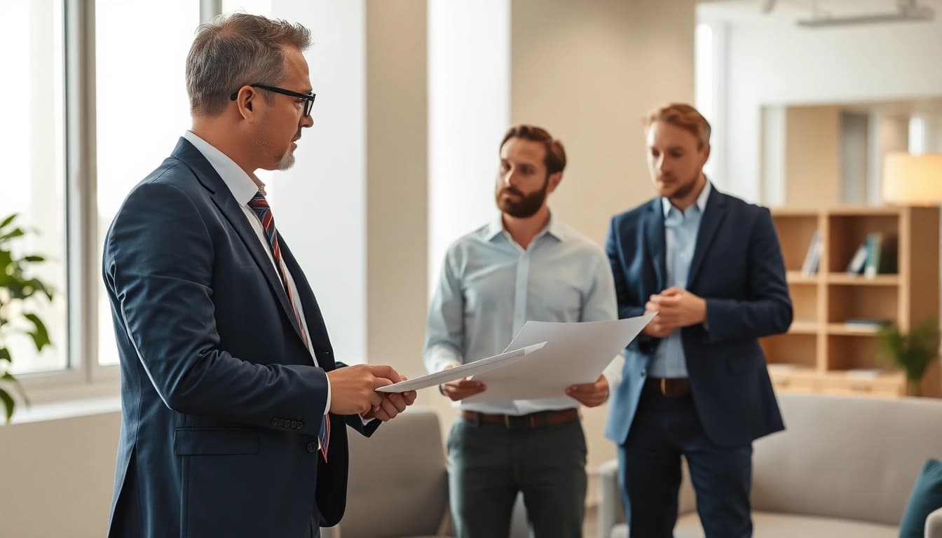 Headhunter Ingenieure beraten in einem modernen Büro über eine Projektvorschlag.