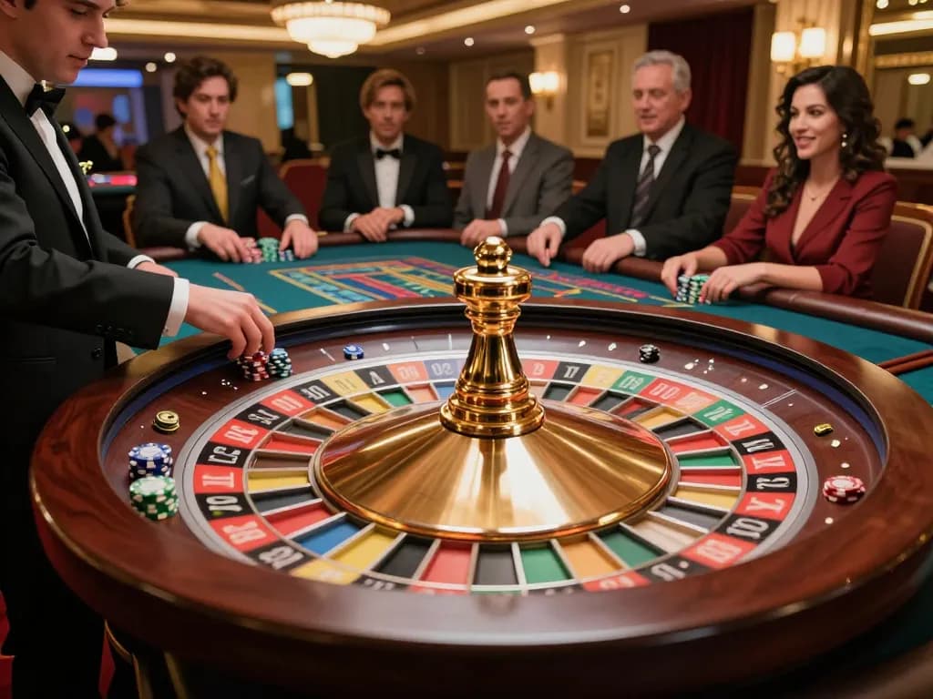 Experience nohu-level excitement at a roulette table, with players engaged in strategic bets.