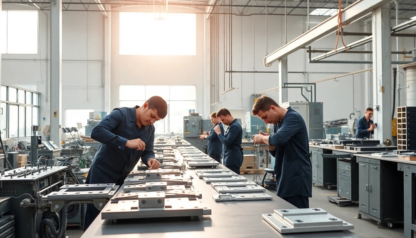 Hochwertige Türbeschläge vom Door Hinges Manufacturer, die in einer modernen Fabrik montiert werden.