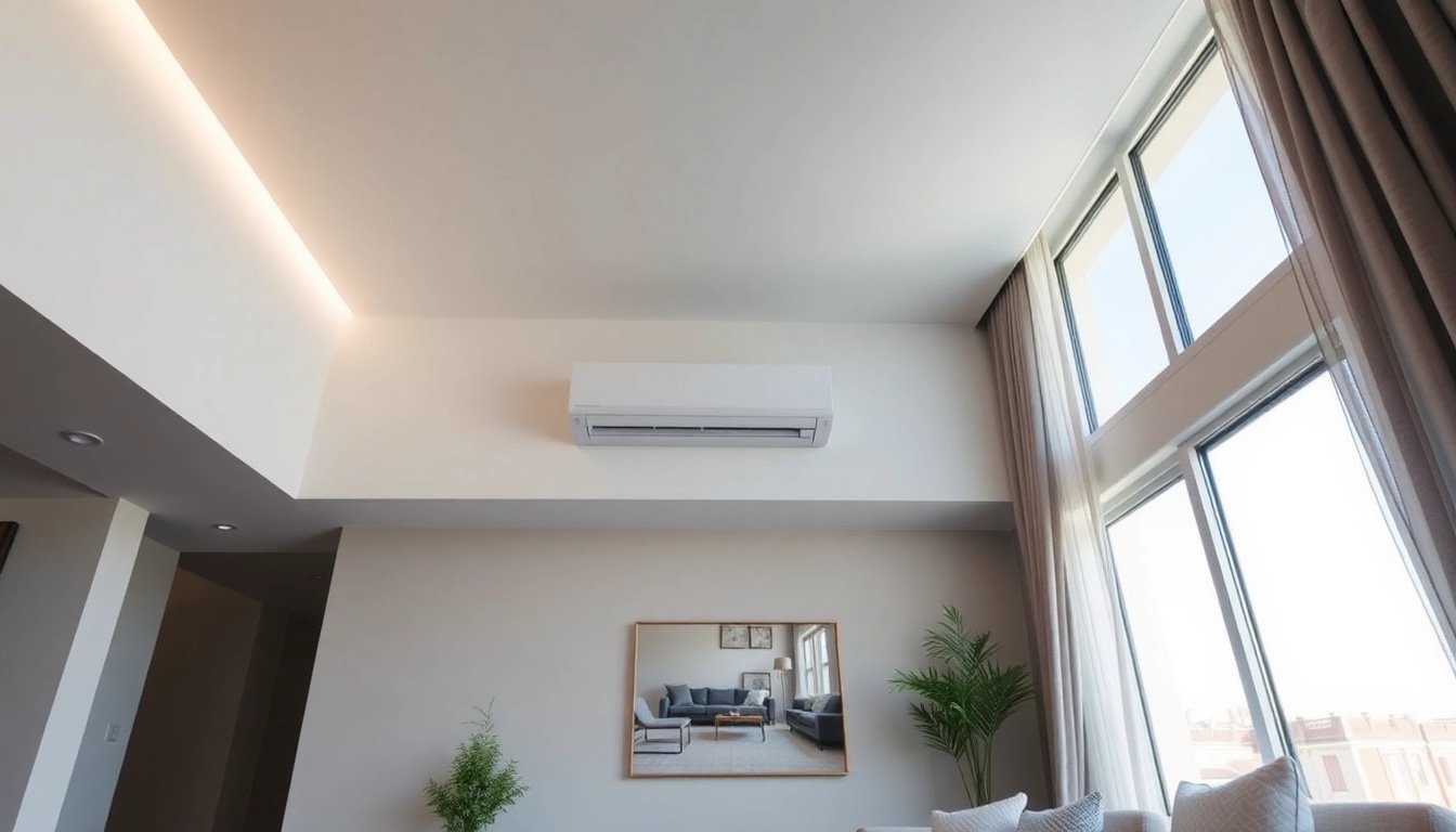 Klima kaufen: See our modern split air conditioning unit enhancing this stylish living room.