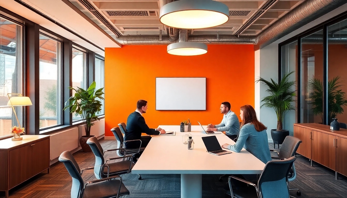 Berater bei Unternehmensberatung Düsseldorf diskutieren Lösungen in einem inspirierenden Büro.