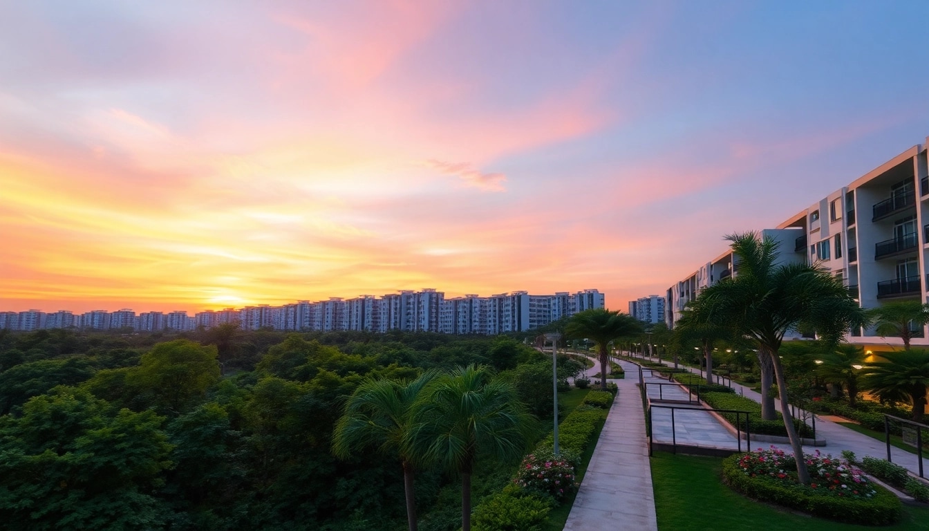 Explore the tranquil landscape of Tampines EC, featuring lush greenery and modern architecture.