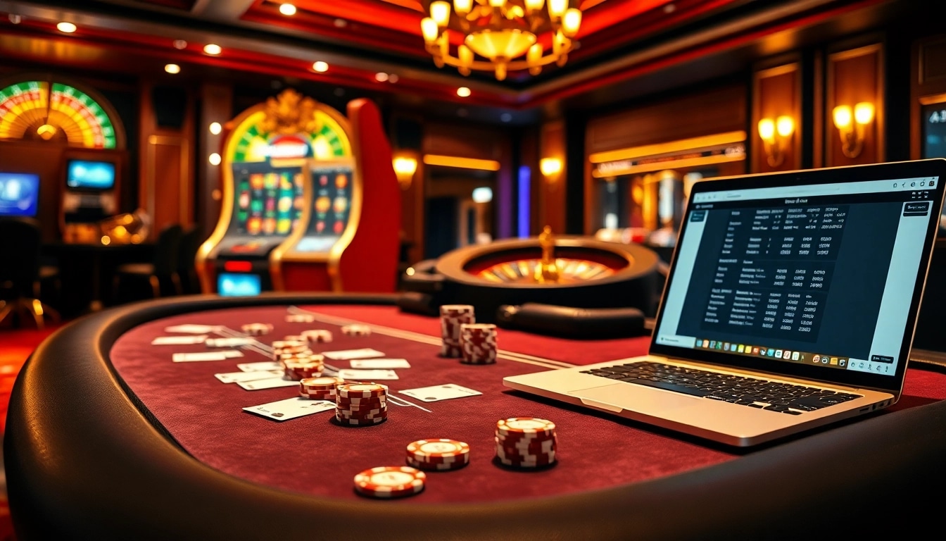Engaging scene of a Plagiatsprüfer in a casino environment highlighting excitement and professionalism.