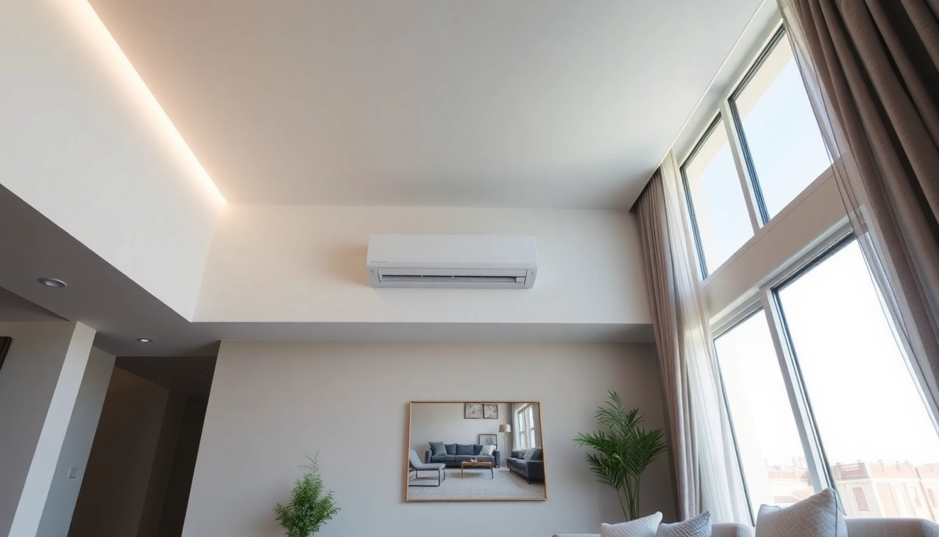 Klima kaufen: See our modern split air conditioning unit enhancing this stylish living room.