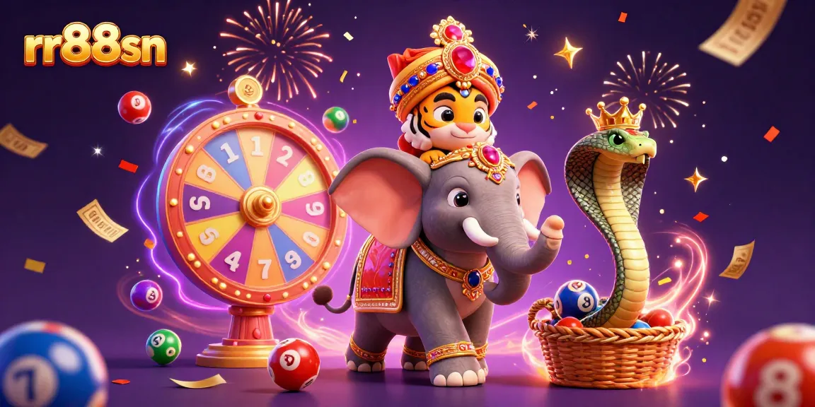 Elevate your gaming experience with rr88sn's vibrant lottery and casino-themed illustration.
