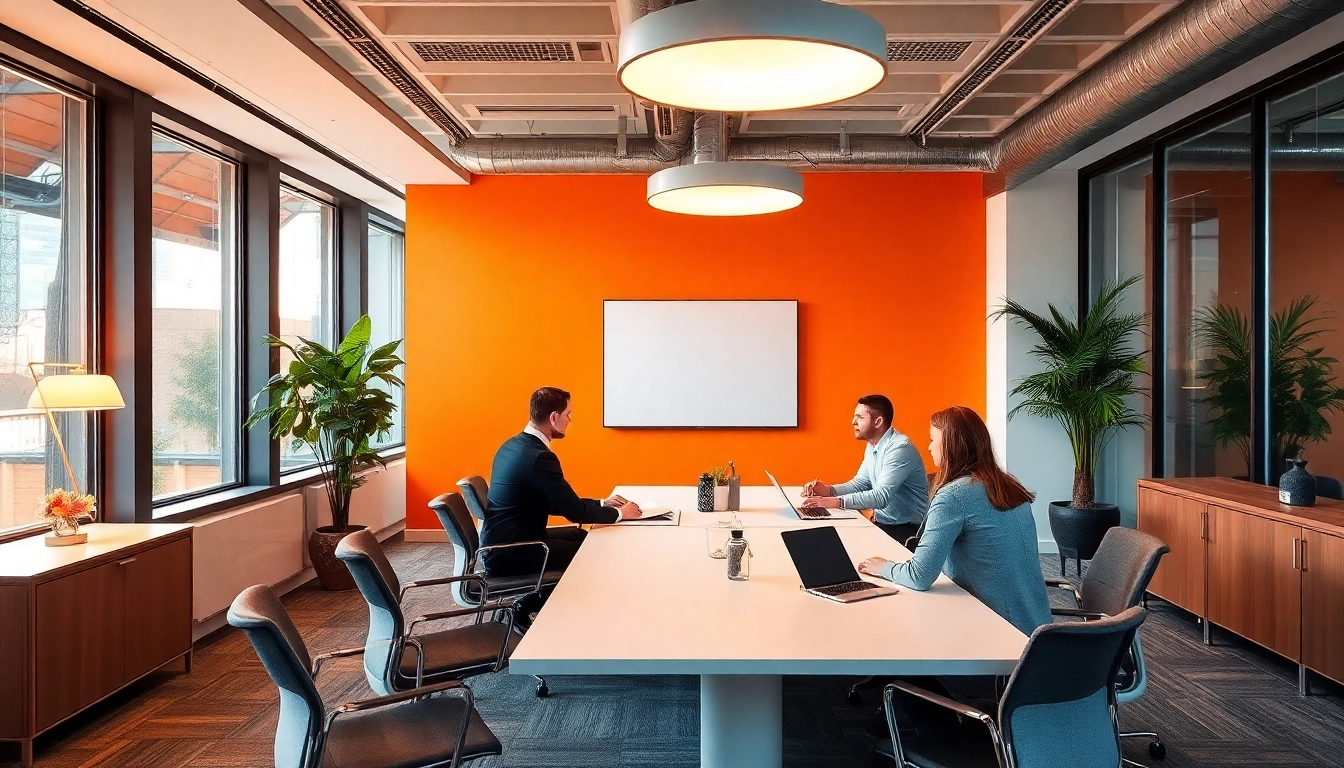 Berater bei Unternehmensberatung Düsseldorf diskutieren Lösungen in einem inspirierenden Büro.