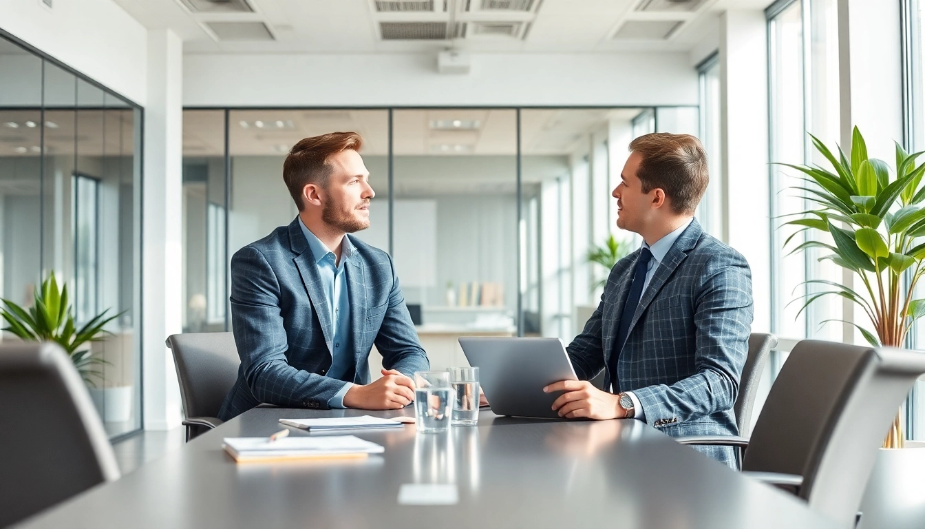 Unternehmensberatung in Aktion: Berater präsentieren innovative Strategien und Lösungen in einem modernen Büro.