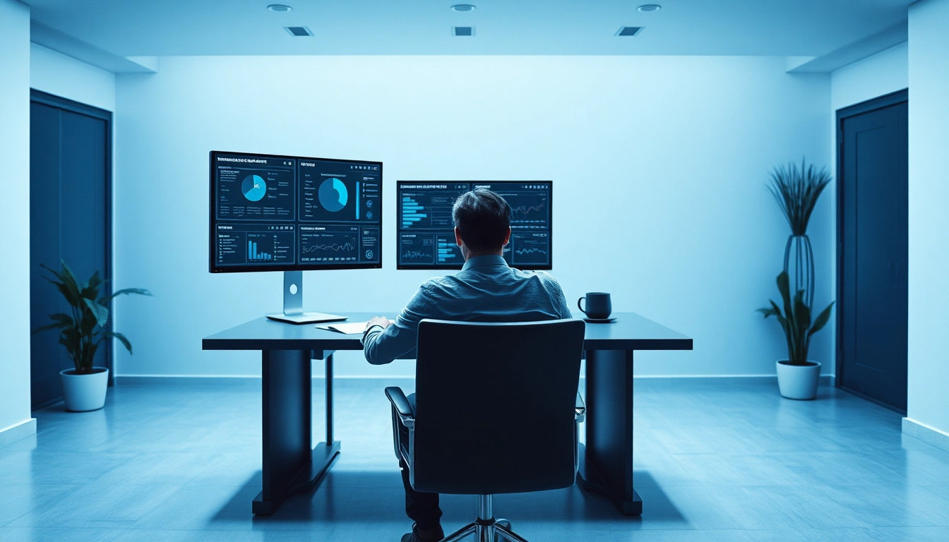 Headhunter IT analysiert Bewerberprofile an einem modernen Schreibtisch.