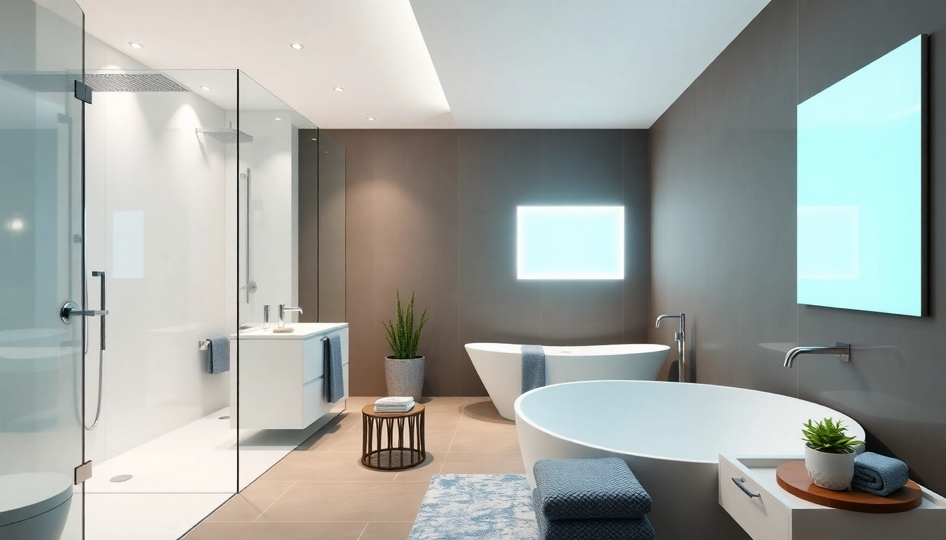 Erleben Sie den modernen Stil von sonni sanitär GmbH mit eleganten Badezimmeraccessoires und einem luxuriösen Walk-In-Duschbereich.
