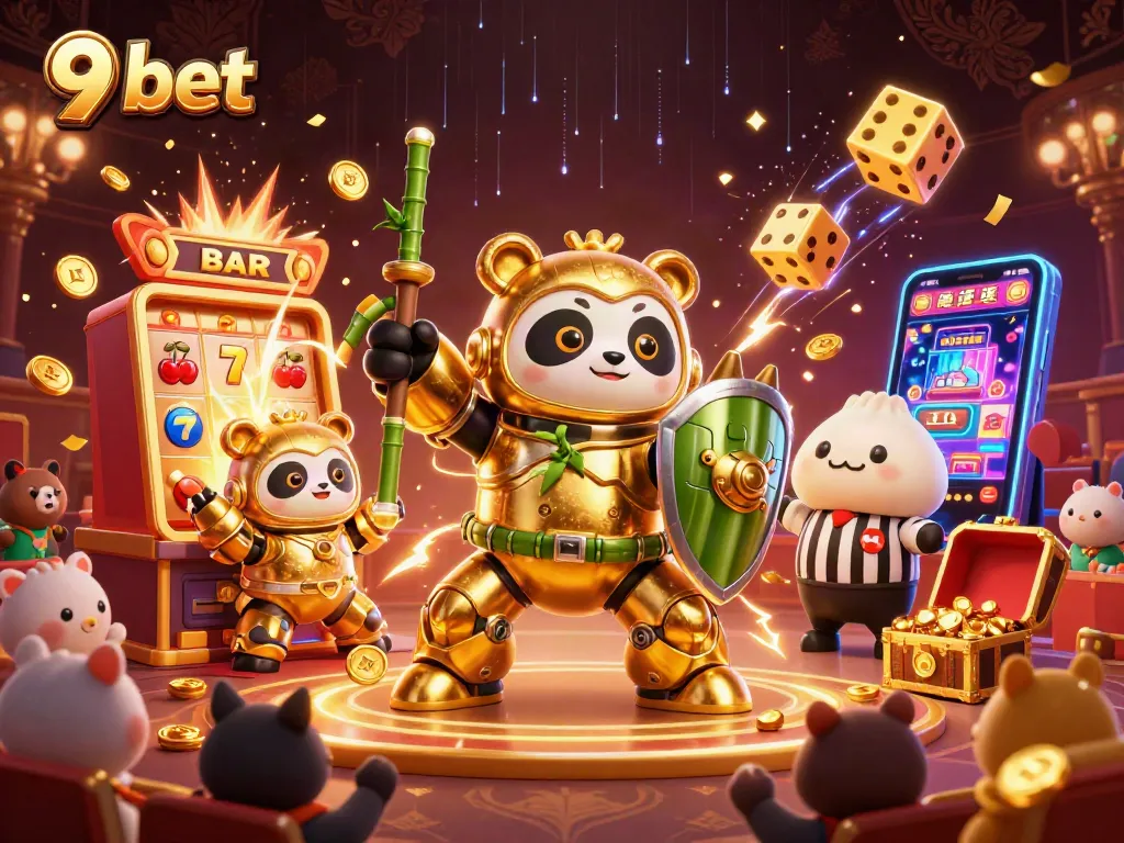Engage in thrilling 9 bet gaming experiences amidst jackpot celebrations in this vibrant digital illustration.