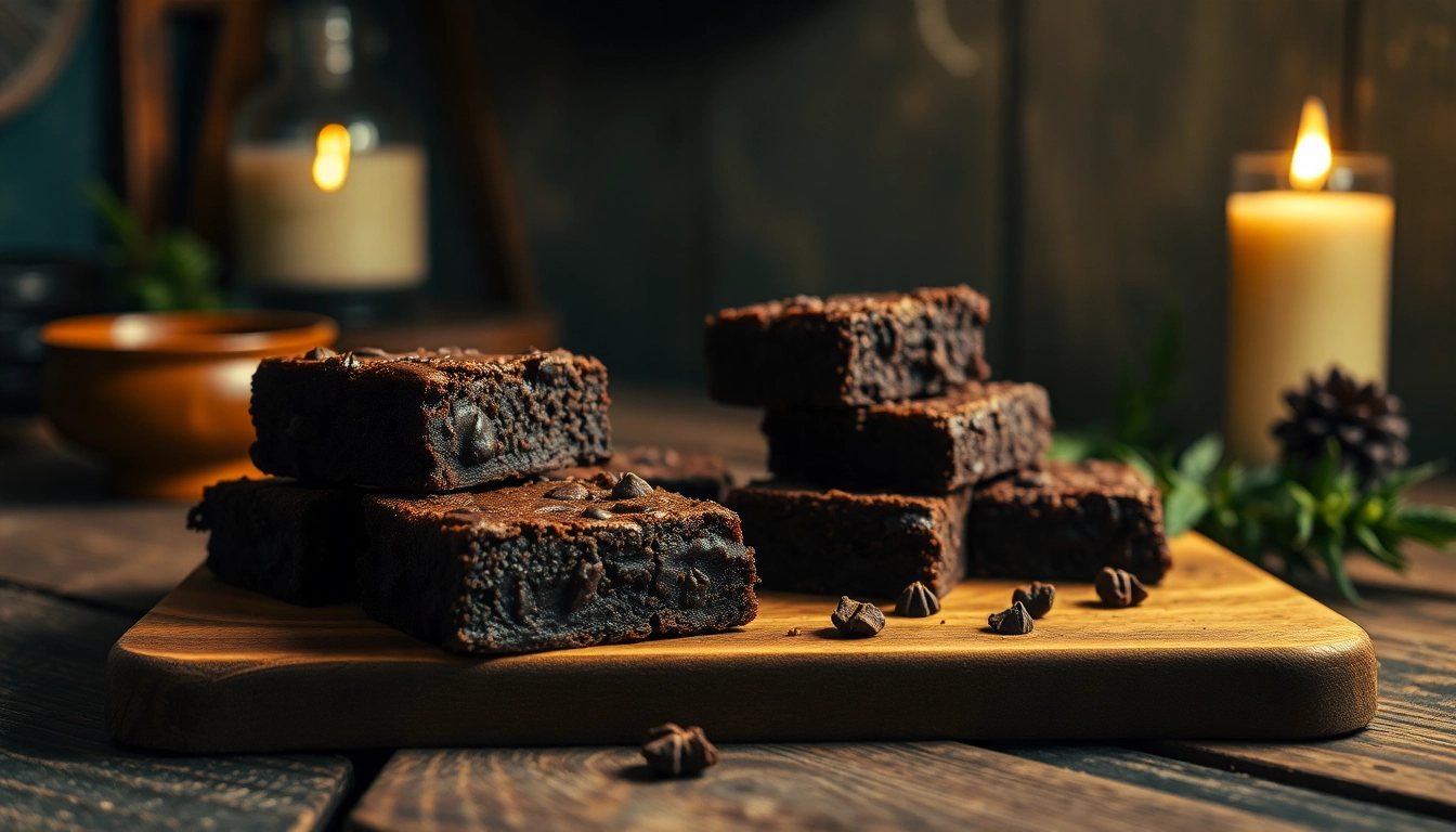Genießen Sie köstliche THC Brownies, die frisch aus dem Ofen kommen, schokoladig und verlockend.