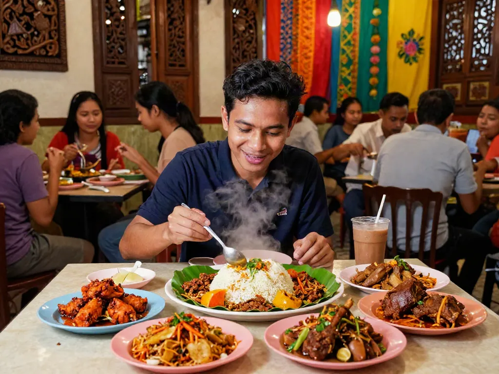 Nasi Kandar experience at a vibrant Malaysian restaurant featuring rokok88 daftar dishes.
