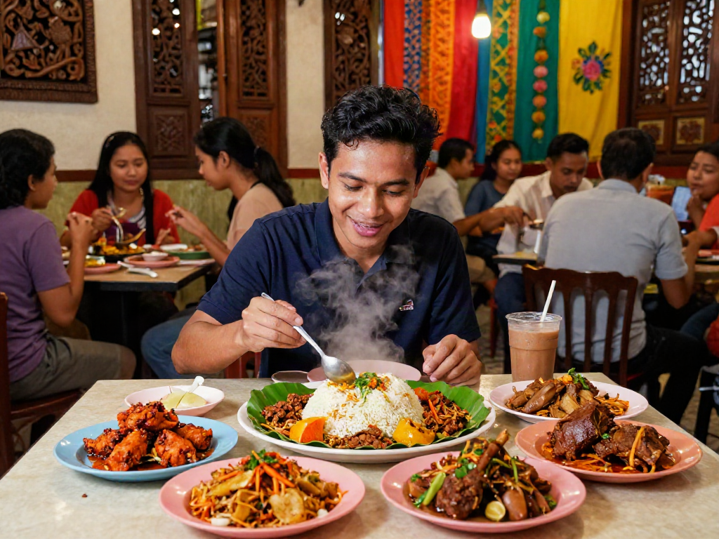 Nasi Kandar experience at a vibrant Malaysian restaurant featuring rokok88 daftar dishes.