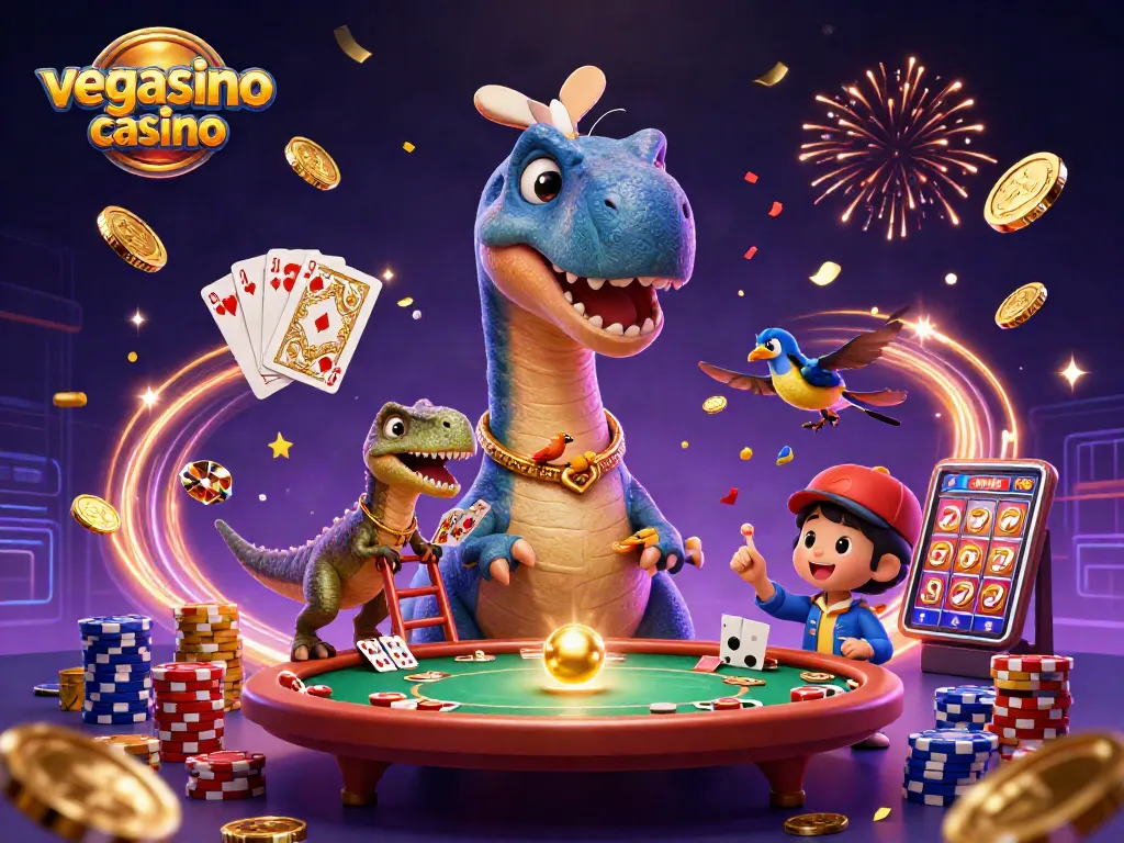 Experience the vibrant excitement of vegasino casino with unique characters and dazzling game elements.