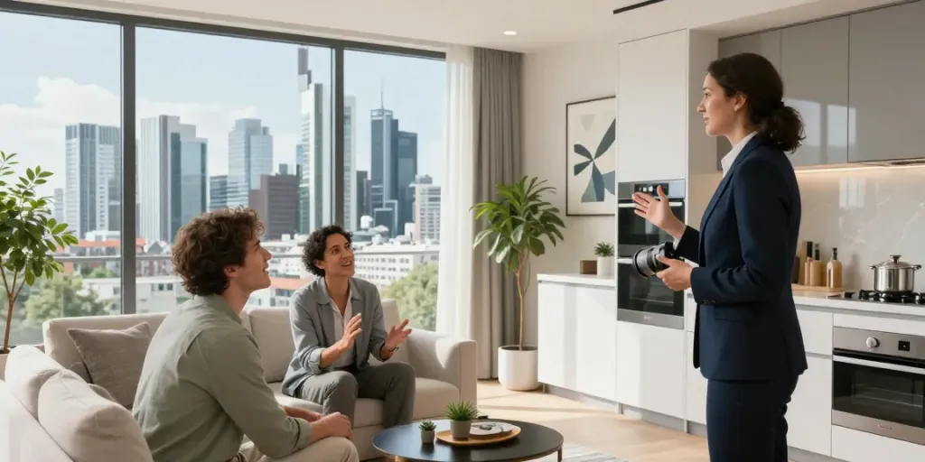 Bester Immobilienmakler Frankfurt präsentiert luxuriöse Wohnung mit Skyline-Blick.