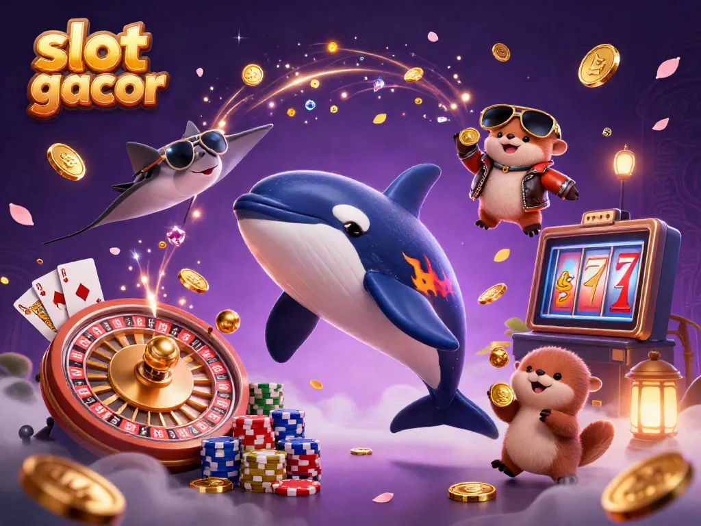 Experience slot gacor excitement as sea creatures celebrate with golden coins in this vibrant casino scene.