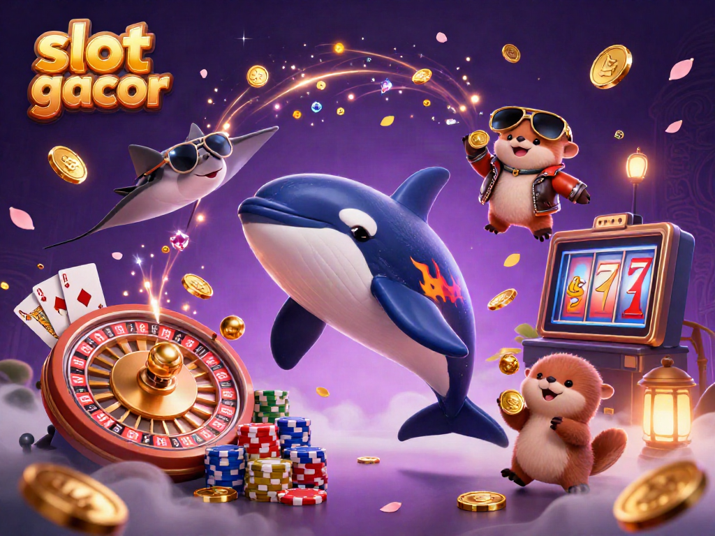 Experience slot gacor excitement as sea creatures celebrate with golden coins in this vibrant casino scene.