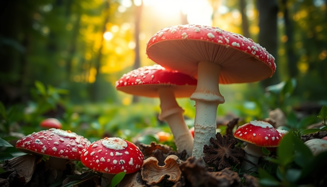 Amanita muscaria kaufen: Hochwertige Pilze in natürlicher Umgebung, lebendig und einladend.