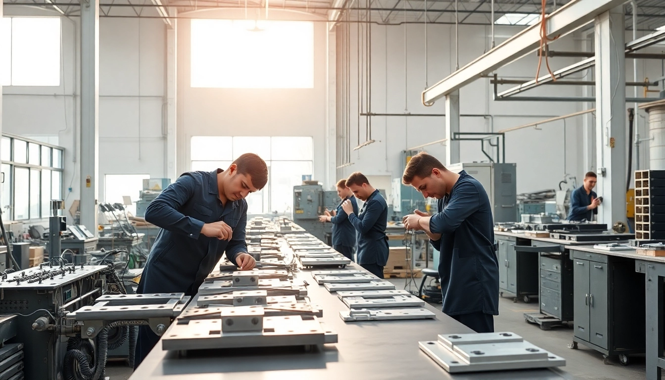 Hochwertige Türbeschläge vom Door Hinges Manufacturer, die in einer modernen Fabrik montiert werden.