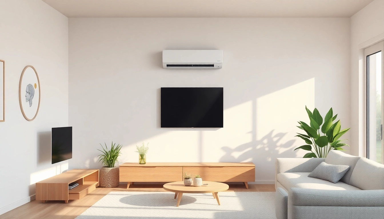 Discover innovative Klimaanlagen within a serene living space, highlighting comfort and modern design.