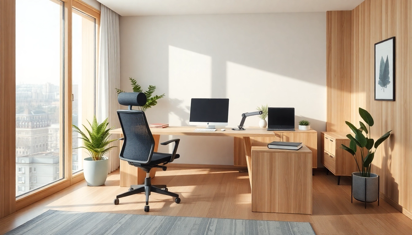 Modernes Büro mit ergonomischen Büromöbeln, das inspirierenden Arbeitsraum bietet.