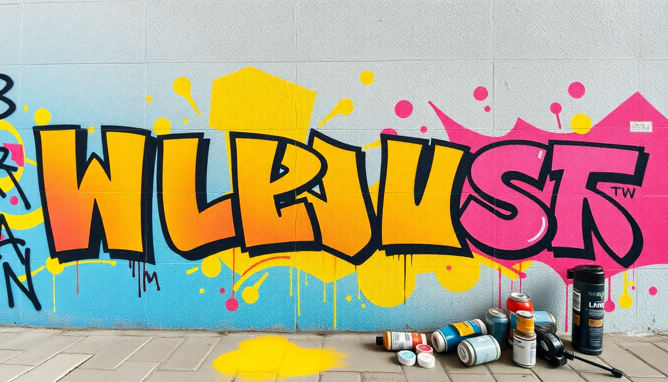 Entdecken Sie farbenfrohe Graffiti Düsseldorf mit urbanen Kunstwerken an einer Wand.