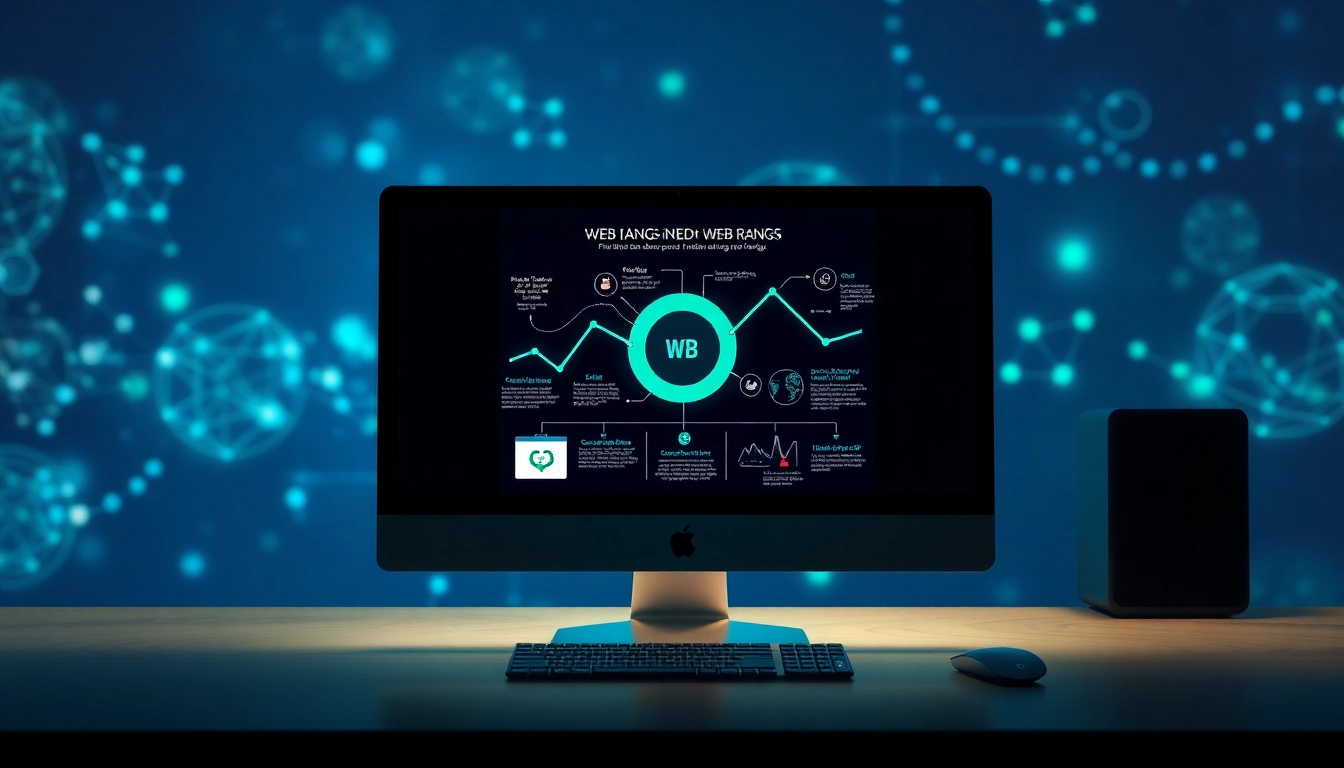 Visualisieren Sie den Web-Rang mit einer Grafik auf einem Computerbildschirm.