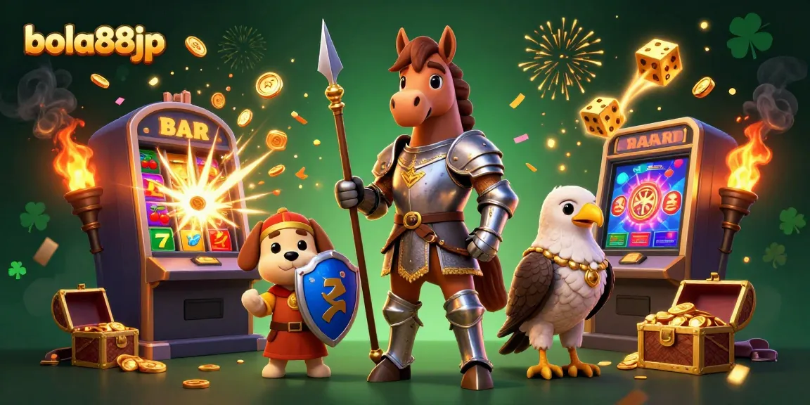 Experience thrilling wins with bola88jp, featuring knights, a puppy, and an explosive jackpot.