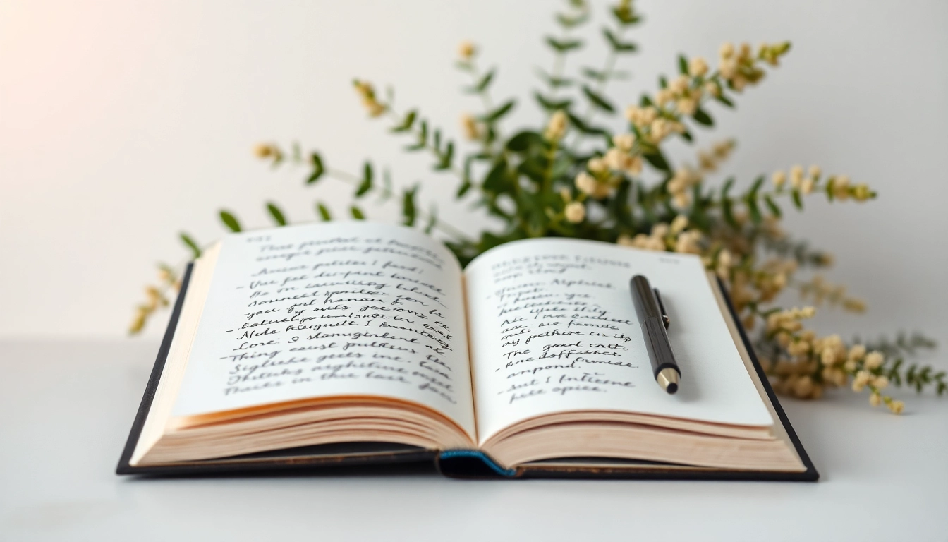 Digitales Journal mit handschriftlichen Notizen und Pflanzen im Hintergrund.