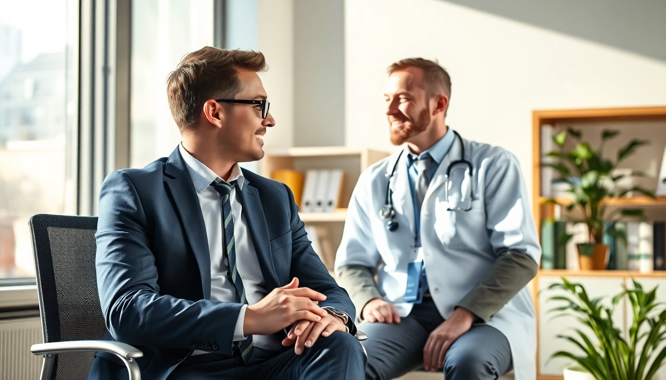 Professioneller Headhunter Gesundheitswesen führt ein Gespräch mit einem medizinischen Fachmann in einem modernen Büro.