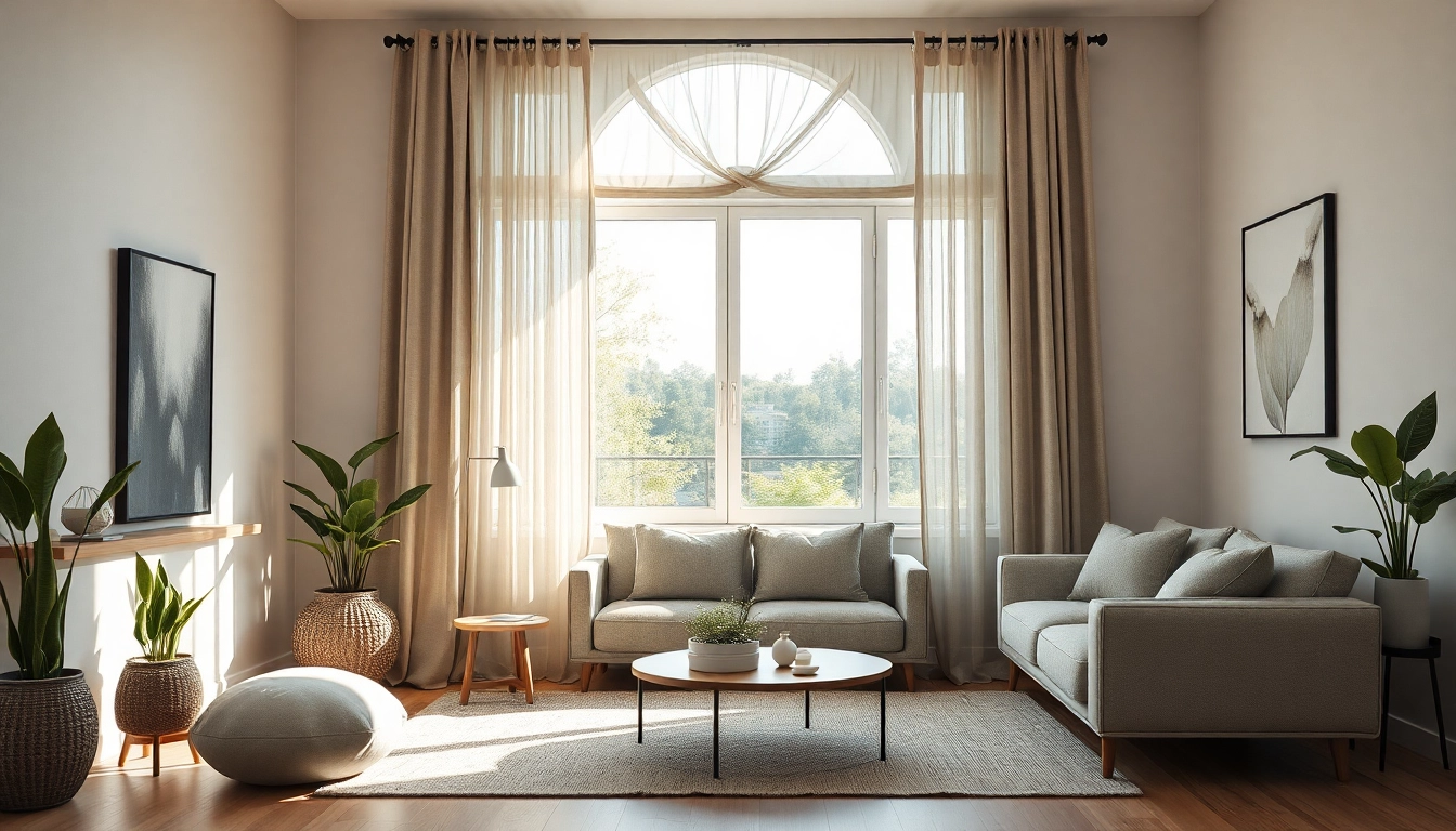 Plissee Maßanfertigung im eleganten Wohnzimmer mit sanften Lichtfiltereffekten.