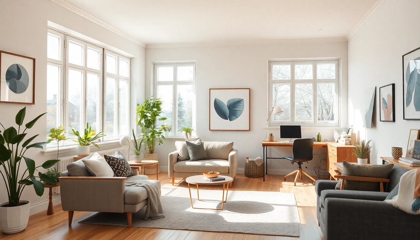 Verleihen Sie Ihrem Raum mit einer geschmackvollen Raumgestaltung durch eine harmonische Farbpalette von sanften Pastelltönen und natürlichen Holzelementen.