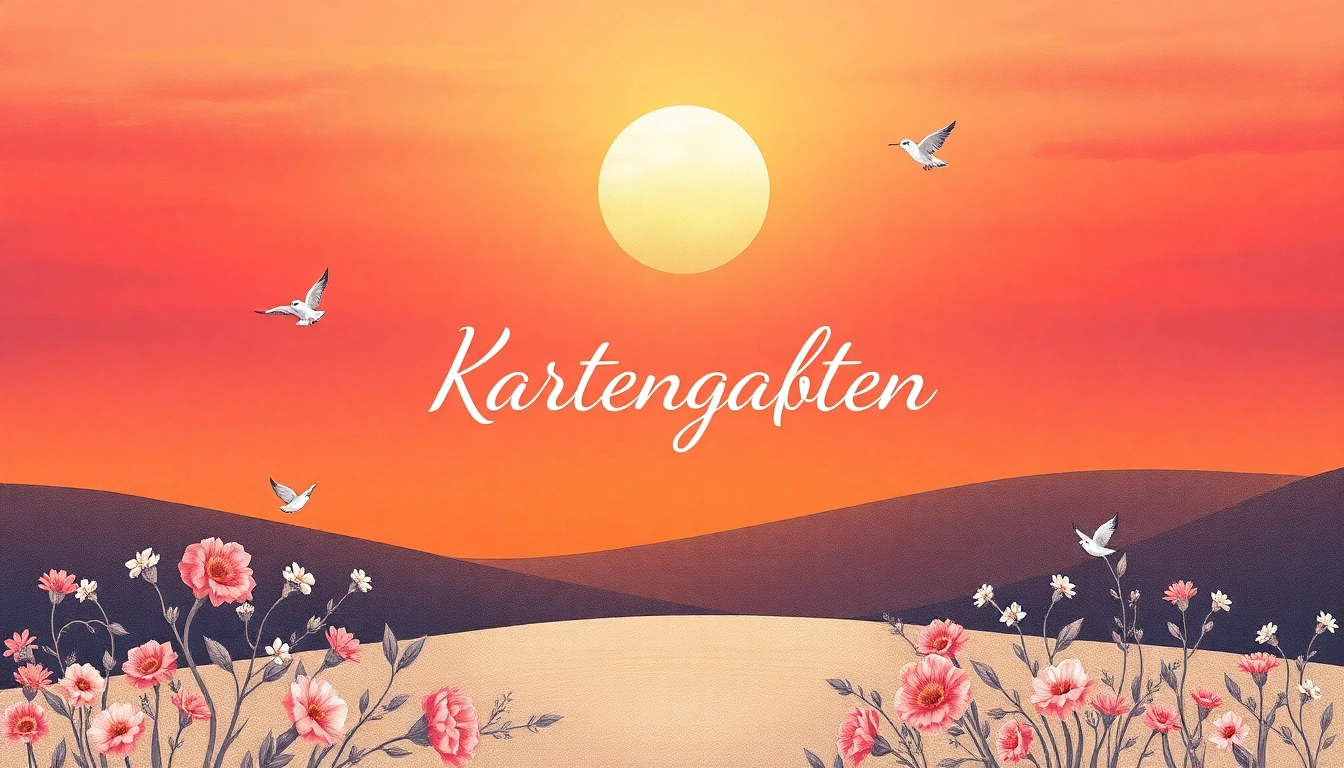 Karten gestalten mit einer einladenden Landschaft und eleganter Schrift.