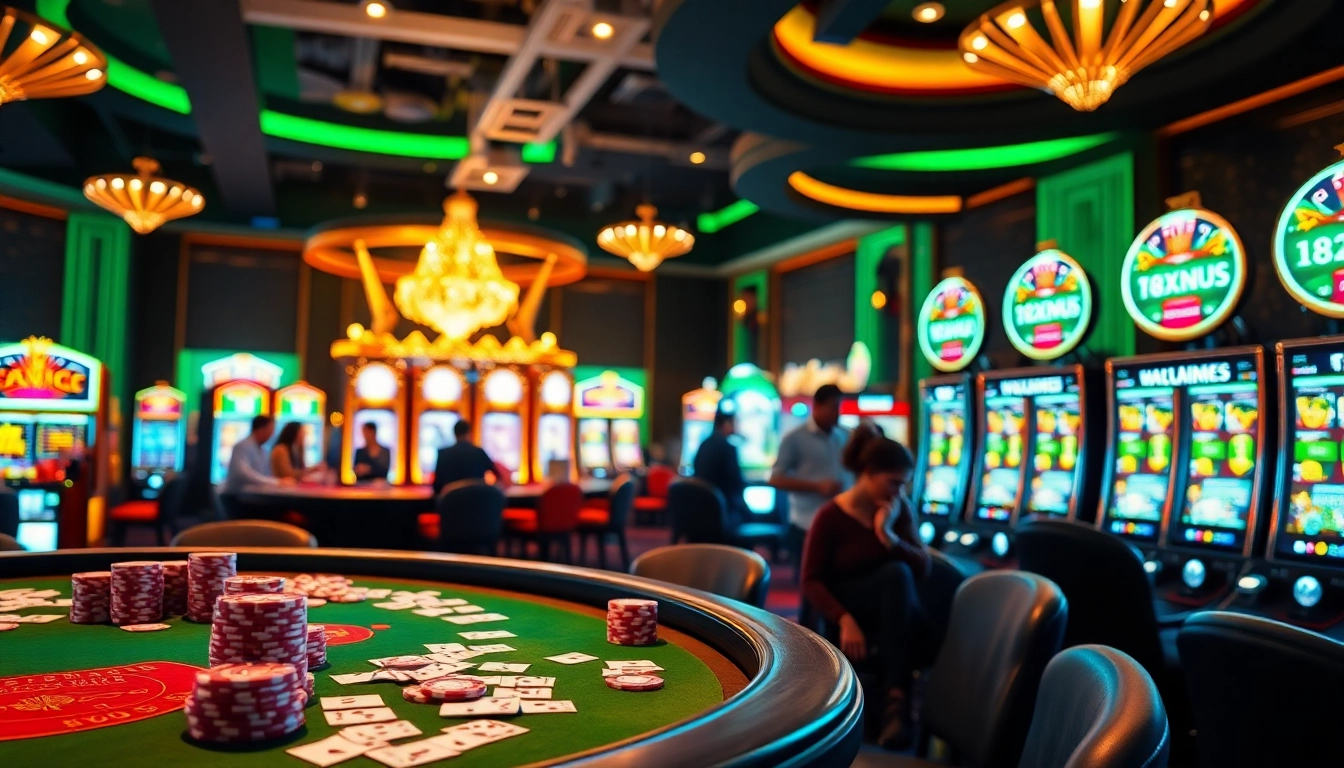 Experience the excitement of the 88i game with vibrant casino visuals featuring players at tables and slot machines.