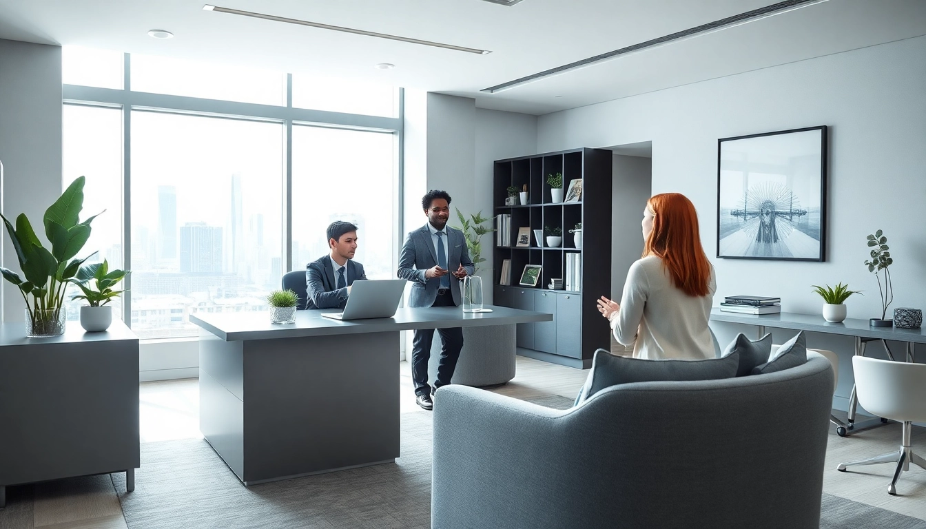 Headhunter Schweiz berät einen Klienten in einem modernen Büro, mit professionellen Details.