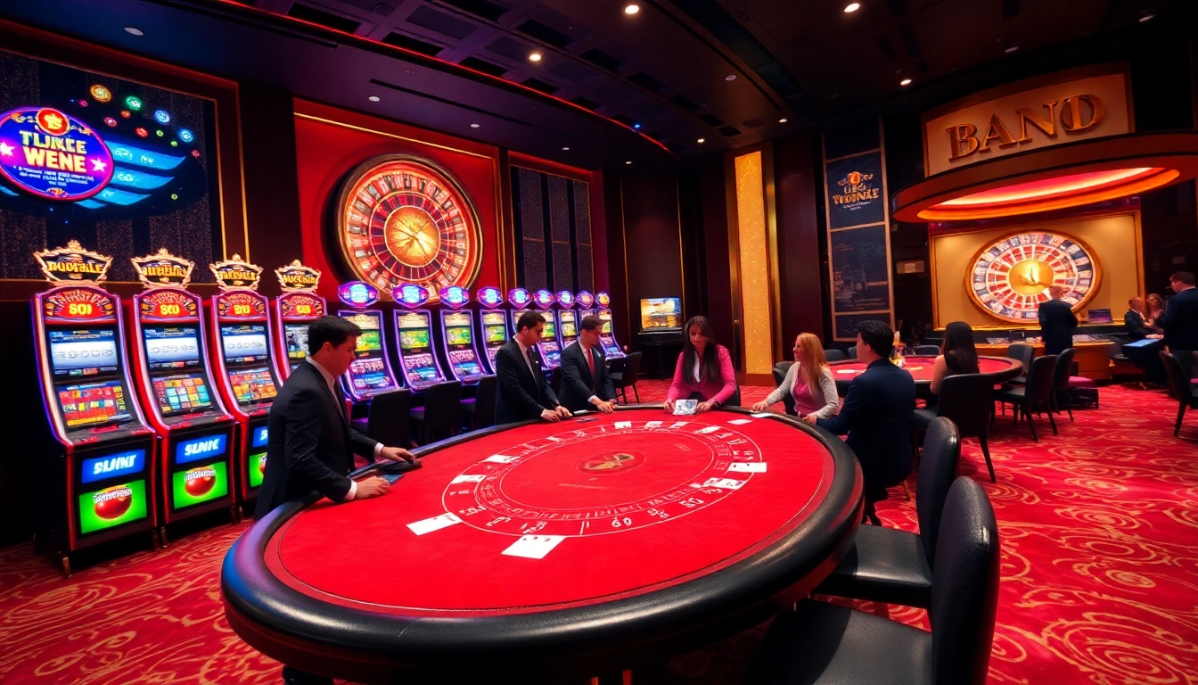Experience the excitement of the 88i game at a luxurious casino, featuring blackjack tables and vibrant slot machines.