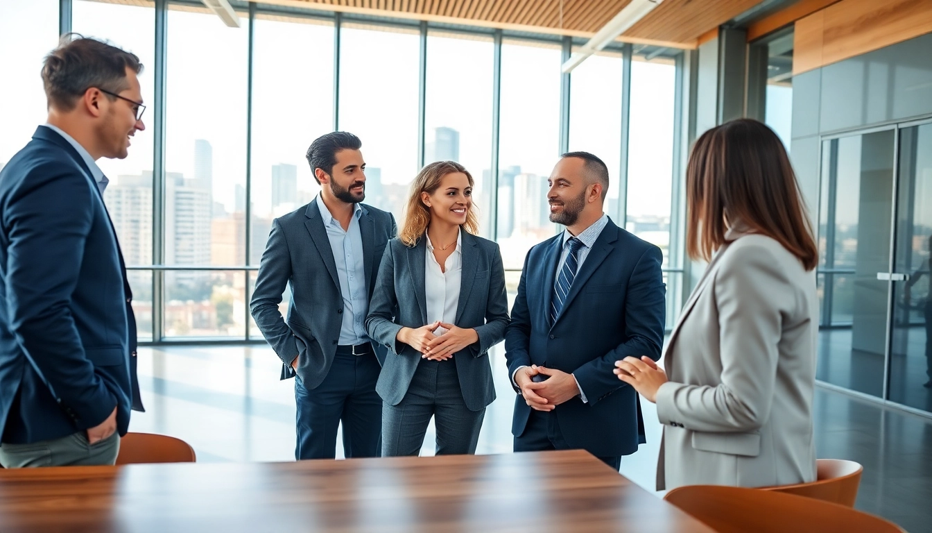 Headhunter Ingenieure im Gespräch mit Kandidaten in einem modernen Büro.