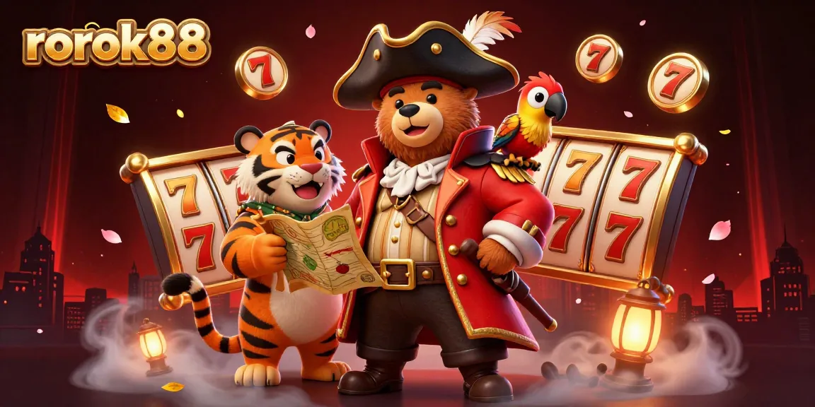 Engage in exciting gambling exploration with rokok88's vibrant casino scene featuring animated characters and bonus elements.